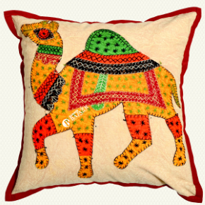 BARMER BAZAAR Camel Patch Work Cushion Cover Without Cushion Filler