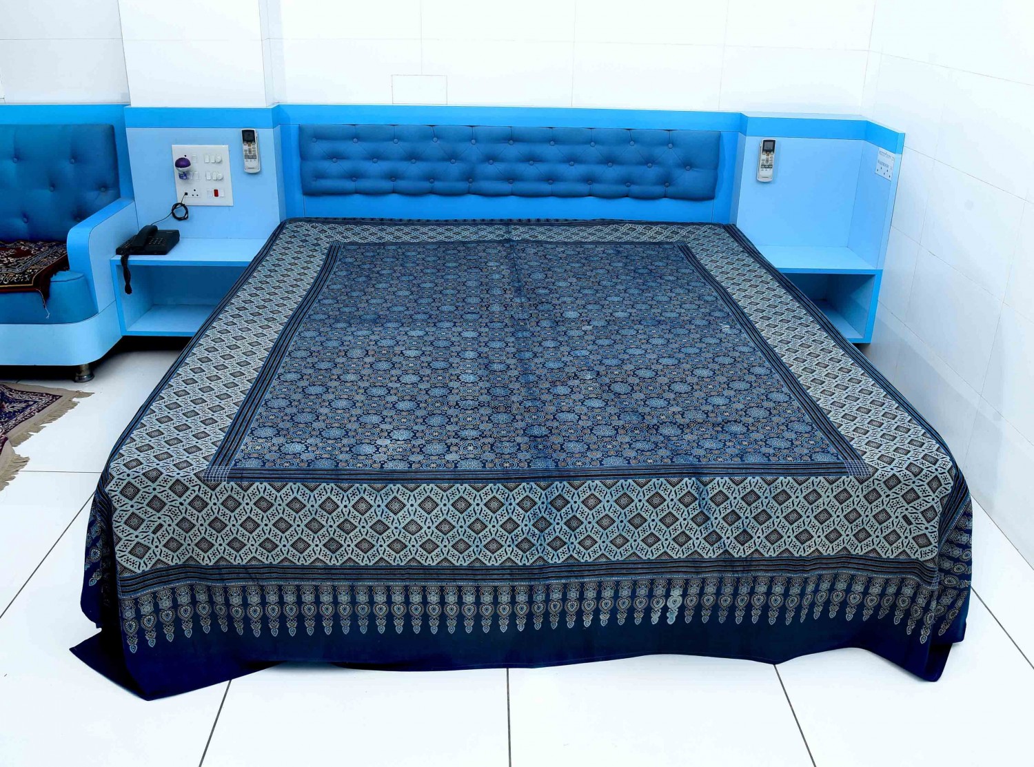 Ajrakh Block Print Bed Sheet